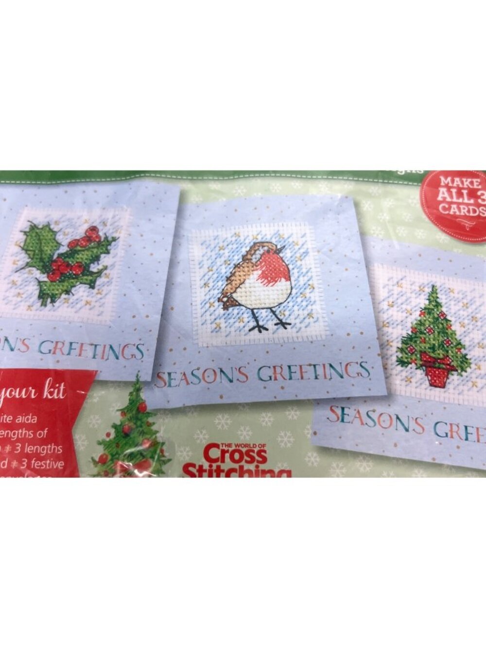 3-In-1 Christmas Cross Stitch Kit With Cards & Envelopes